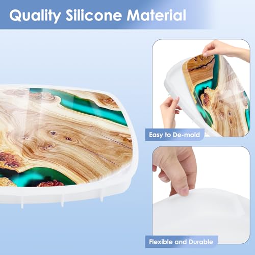 Vehipa Extra Large Silicone Molds for Epoxy Resin Table, Oval Epoxy Resin Molds for DIY Art Home Decor, River Table, Cutting Board, Resin Art - Image 3