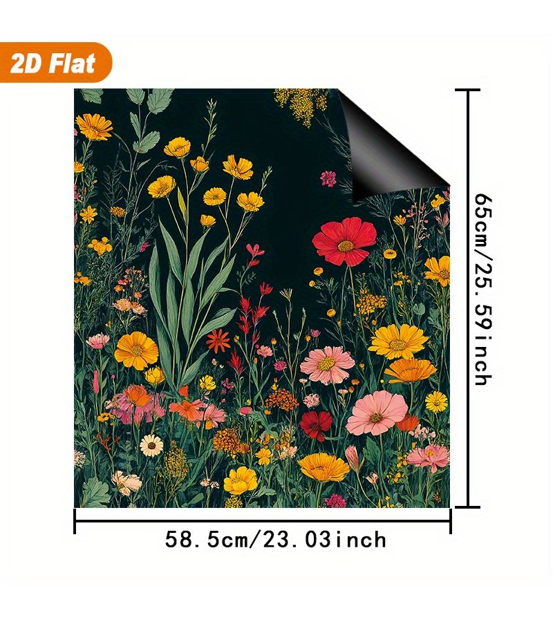 1pc Vibrant Floral Pattern Dishwasher Door Cover Sticker 23 03x25 59inch Waterproof Heat Resistant Easy to Clean Reusable PVC Decorative Cover for Refrigerator Dryer Washing Machine Dishwasher Accessories - Image 3