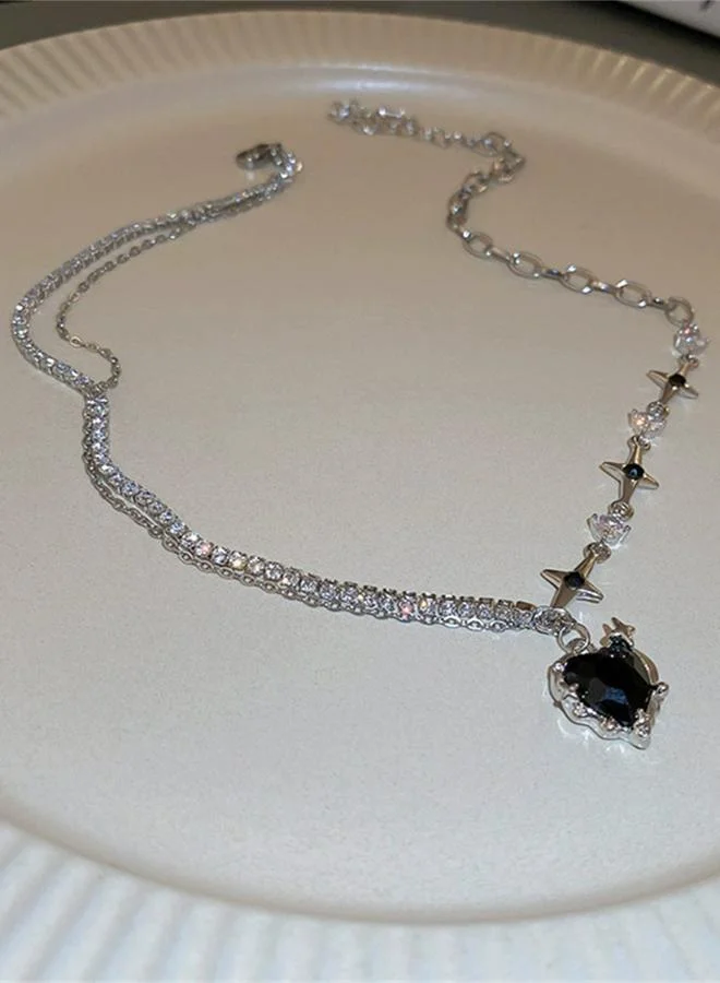 Take Two Black Heart Pendant Necklace
