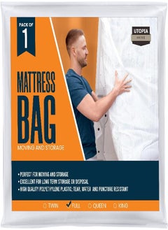 Utopia Home Utopia Home Mattress Bag for Moving and Storage (Full) - 4 Mil Extra Thick Plastic Mattress Cover - Mattress Storage Bag  - Image 1