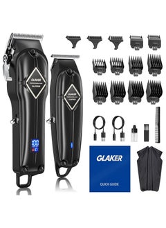 GLAKER Professional Hair Clippers and T-Blade Trimmer, Cordless Mens Hair Clippers for Women Kids, Barber Clippers Rechargeable Fading Clippers with 15PCS Guards  - Image 1