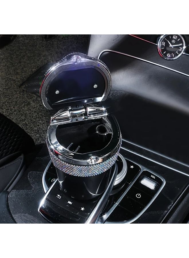 Red Rhinestone Round Ashtray with Lid for Home Office Car Desktop Decor - Image 5