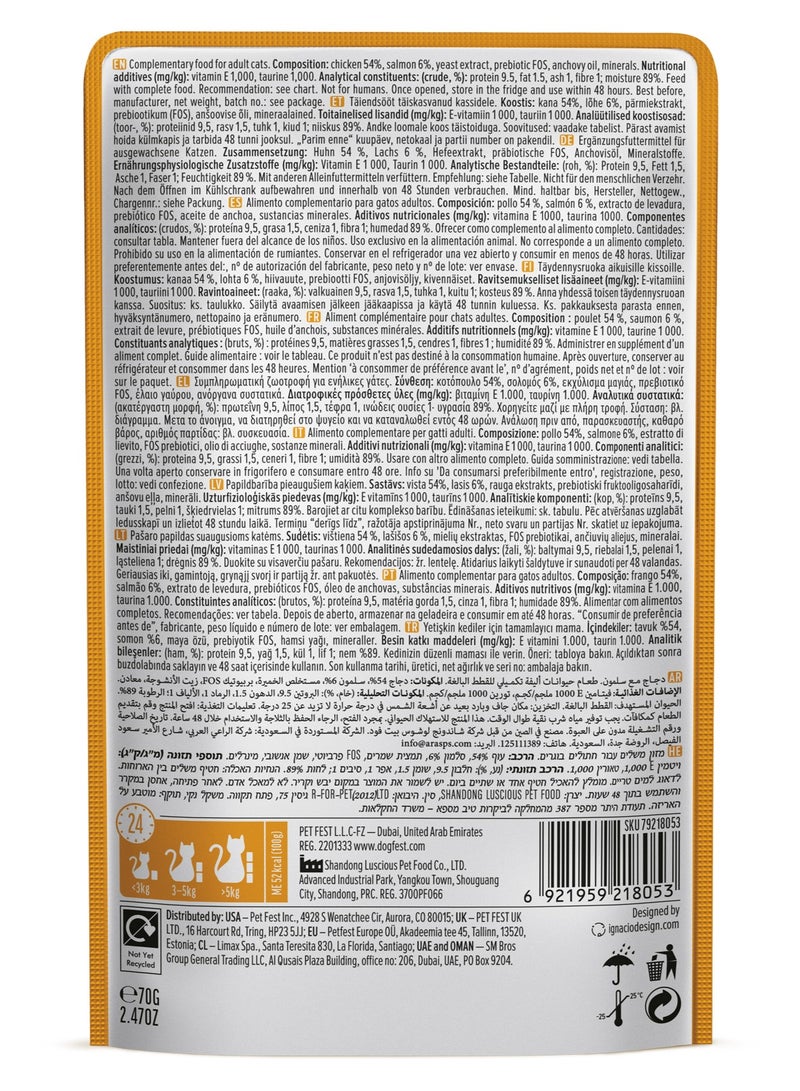 Cat Fest CatFest Chicken with Salmon in Tender Jelly, Natural Wet Cat Food, High Protein, Grain-Free, 70g Pouch  - Image 2