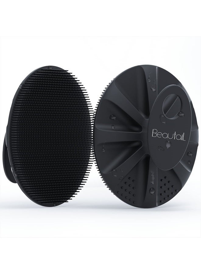 BEAUTAIL Silicone Body Scrubber Shower Bath Wash Brush Gentle Exfoliating Scrub Cleansing Loofah for Women Men Baby Sensitive Skin, Easy to Clean, Lather Nicely, More Hygienic, 1 Pack, Black - Image 1