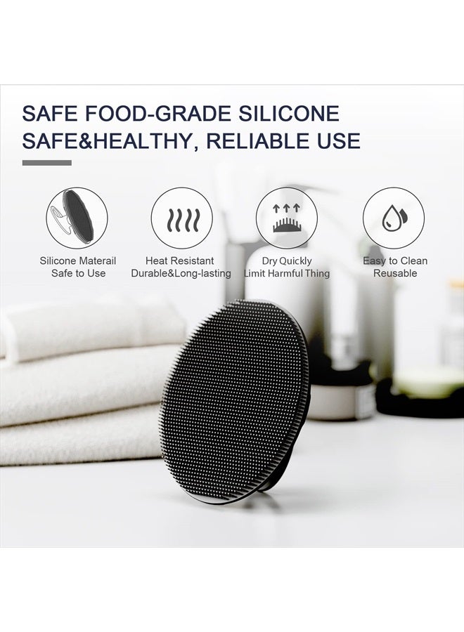 BEAUTAIL Silicone Body Scrubber Shower Bath Wash Brush Gentle Exfoliating Scrub Cleansing Loofah for Women Men Baby Sensitive Skin, Easy to Clean, Lather Nicely, More Hygienic, 1 Pack, Black - Image 5