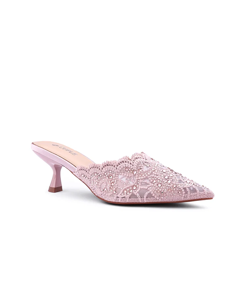 كابلي صنادل نسائية بكعب شبكي مزخرف