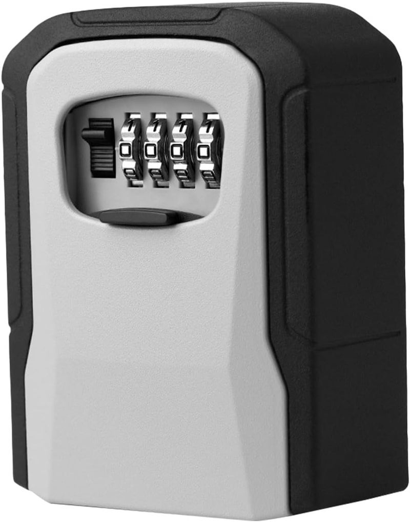 Wall Mounted Key Lock Box with Combination Lock, Aluminum Alloy and Plastic Construction, Four Digit Code Security Safe for Outdoor Key Storage, Simple Installation for Home - Image 1