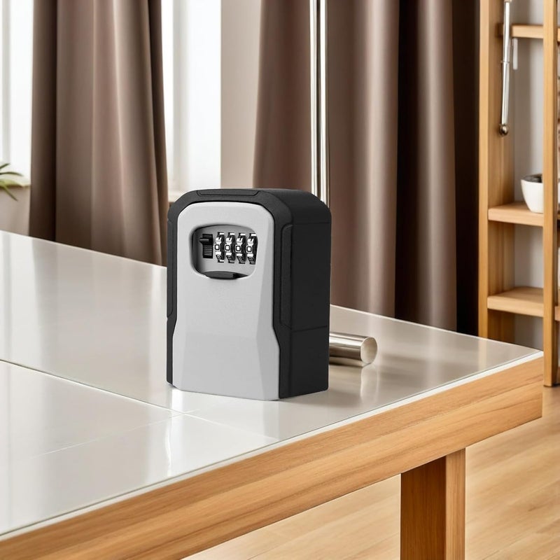 Wall Mounted Key Lock Box with Combination Lock, Aluminum Alloy and Plastic Construction, Four Digit Code Security Safe for Outdoor Key Storage, Simple Installation for Home - Image 2