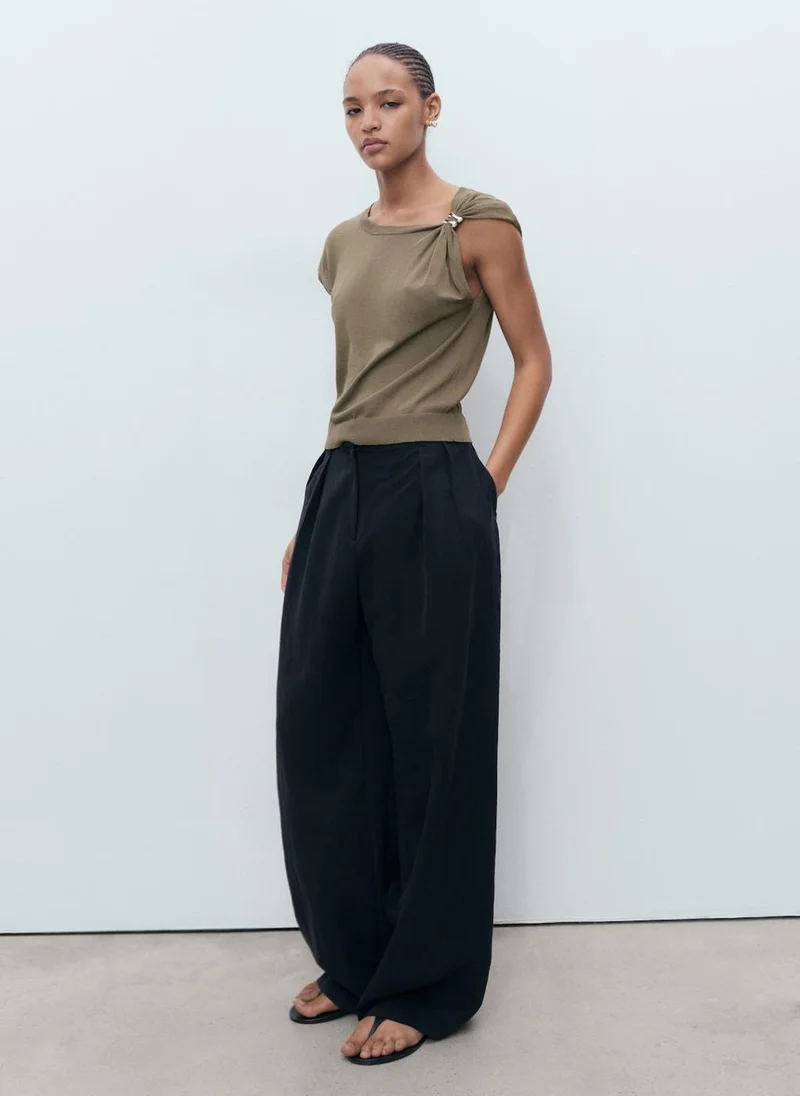 مانجو Fine-Knit Sweater With Metallic Detail