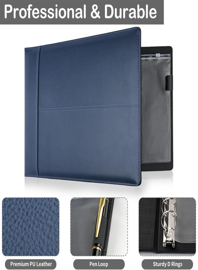 MOWPOG Professional 7 Ring Business Checkbook Binder, Premium PU Leather Organizer for 3-On-A-Page Checks, Perfect for Business and Personal Finances, Fits 9x13 Inch Sheets, 600 Check Capacity (Blue) - Image 3