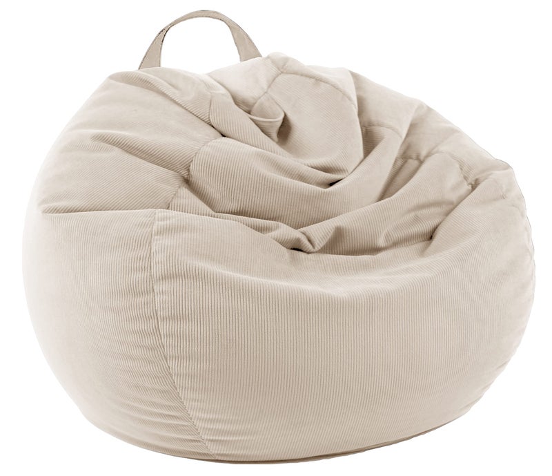 LPMOERA Stuffed Animal Storage Bean Bag Chair Cover No Filler For Kids and AdultsPets DogsCats Lazy BedsSoft Stuffable Bean Bag For Organizing Children Plush Toys or Memory Foam Cream White S