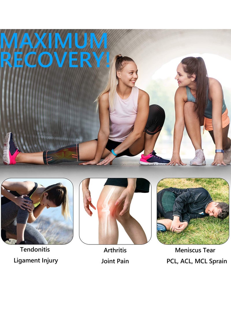 SOLARAE Knee Pads 2 Pack Silicone Anti-Slip Sports Knee Pads 3D Support Relieve Arthritis Pain Joint Pain Tendonitis Meniscus Tear Suitable for Men's and Women's Basketball Running Fitness Squat Wear - Image 3