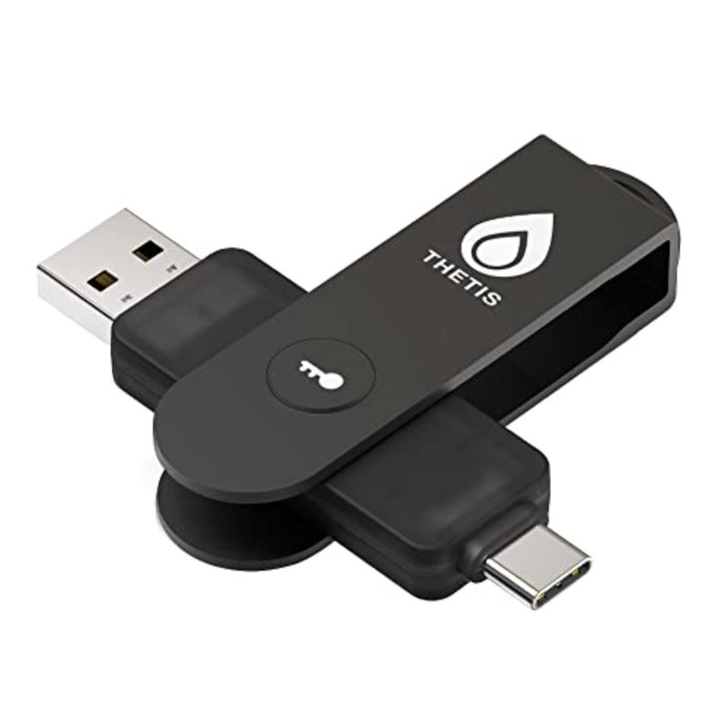 مفتاح أمان Pro FIDO2 للمصادقة الثنائية، مزود بتقنية NFC، ومنافذ USB-A USB-C مزدوجة، وغطاء من الألومنيوم الأسود، ودعم الأنظمة الأساسية المتعددة Windows/macOS/Linux، متوافق مع Gmail وFacebook وDropbox وGitHub - Image 1