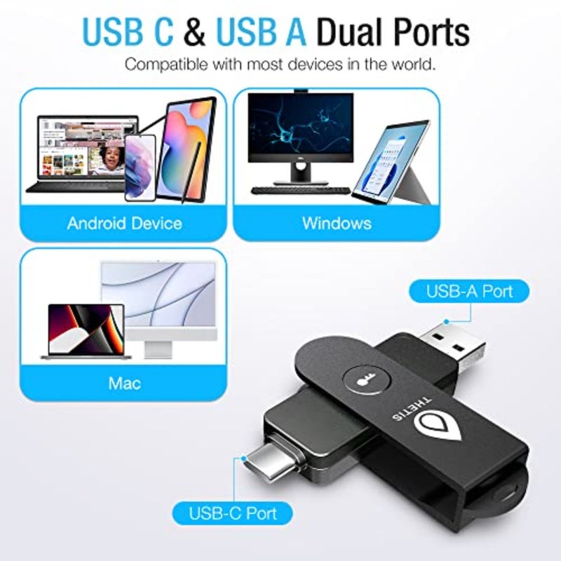 مفتاح أمان Pro FIDO2 للمصادقة الثنائية، مزود بتقنية NFC، ومنافذ USB-A USB-C مزدوجة، وغطاء من الألومنيوم الأسود، ودعم الأنظمة الأساسية المتعددة Windows/macOS/Linux، متوافق مع Gmail وFacebook وDropbox وGitHub - Image 2