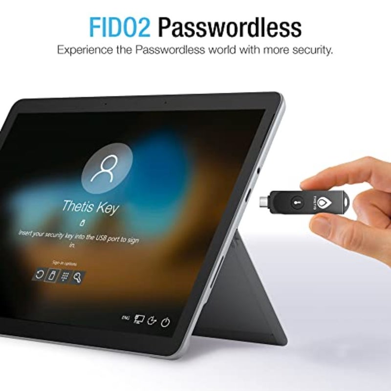 مفتاح أمان Pro FIDO2 للمصادقة الثنائية، مزود بتقنية NFC، ومنافذ USB-A USB-C مزدوجة، وغطاء من الألومنيوم الأسود، ودعم الأنظمة الأساسية المتعددة Windows/macOS/Linux، متوافق مع Gmail وFacebook وDropbox وGitHub - Image 3