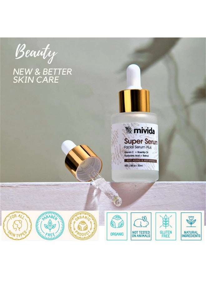 Mivida ? Mivida Allinone Super Serum For Face & Neck ; Retinol Hyaluronic Acid Rosehip Oil Vitamin C ; Anti Aging Anti Wrinkle Facial Serum ; Natural No Artifcial Colors ; 1 Fl Oz - Image 4