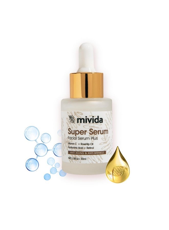 Mivida ? Mivida Allinone Super Serum For Face & Neck ; Retinol Hyaluronic Acid Rosehip Oil Vitamin C ; Anti Aging Anti Wrinkle Facial Serum ; Natural No Artifcial Colors ; 1 Fl Oz - Image 1
