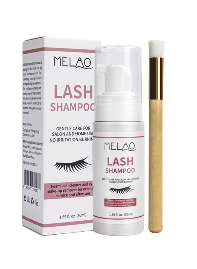 MELAO Lash Shampoo- Eyelash Extension Remove Cleanser,Foam Lash Cleaner And Eye Make Up Remover,Gentle Care 50ml  - Image 1
