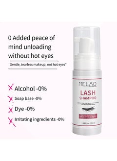 MELAO Lash Shampoo- Eyelash Extension Remove Cleanser,Foam Lash Cleaner And Eye Make Up Remover,Gentle Care 50ml  - Image 2