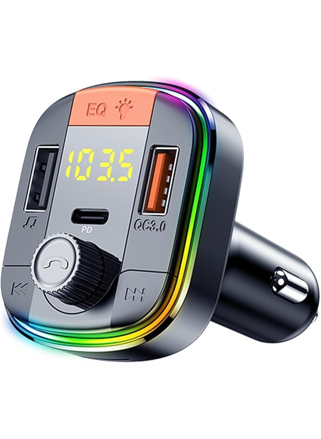 KASTWAVE Bluetooth Adapter For Car, Hifi Bluetooth 5.3 Fm Transmitter, Wireless Radio Music Adapter, Light Switch, Hifi Bass Sound, Fast Charging, Led Display Hands-Free Calling Support Usb Drive - Image 1