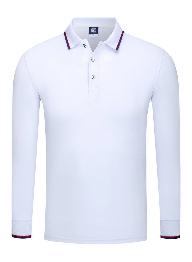 FD تي شيرت بولو بأكمام طويلة وياقة ثابتة لفصل الخريف