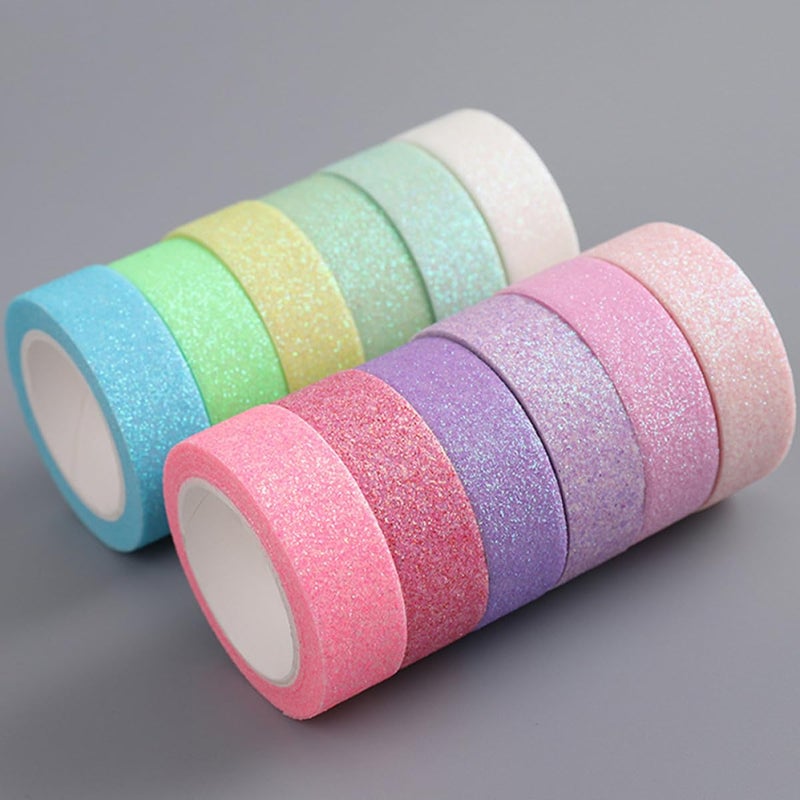 COHEALI Glitter Washi Tape 12 Rolls DIY Craft Decorative Adhesive Tape for Scrapbooking - Image 4