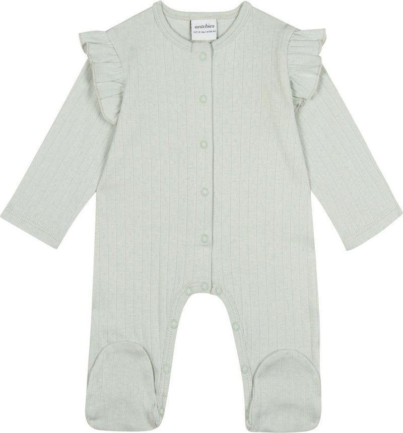 Antebies Mint Jacquard Ruffled Bootie Jumpsuit 