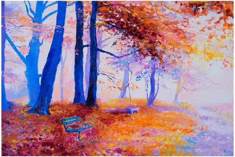 999Store Printed Autumn Yellow Leaves Trees Painting Wall Art (Canvas_18X30 Inches_Multi) - Image 2