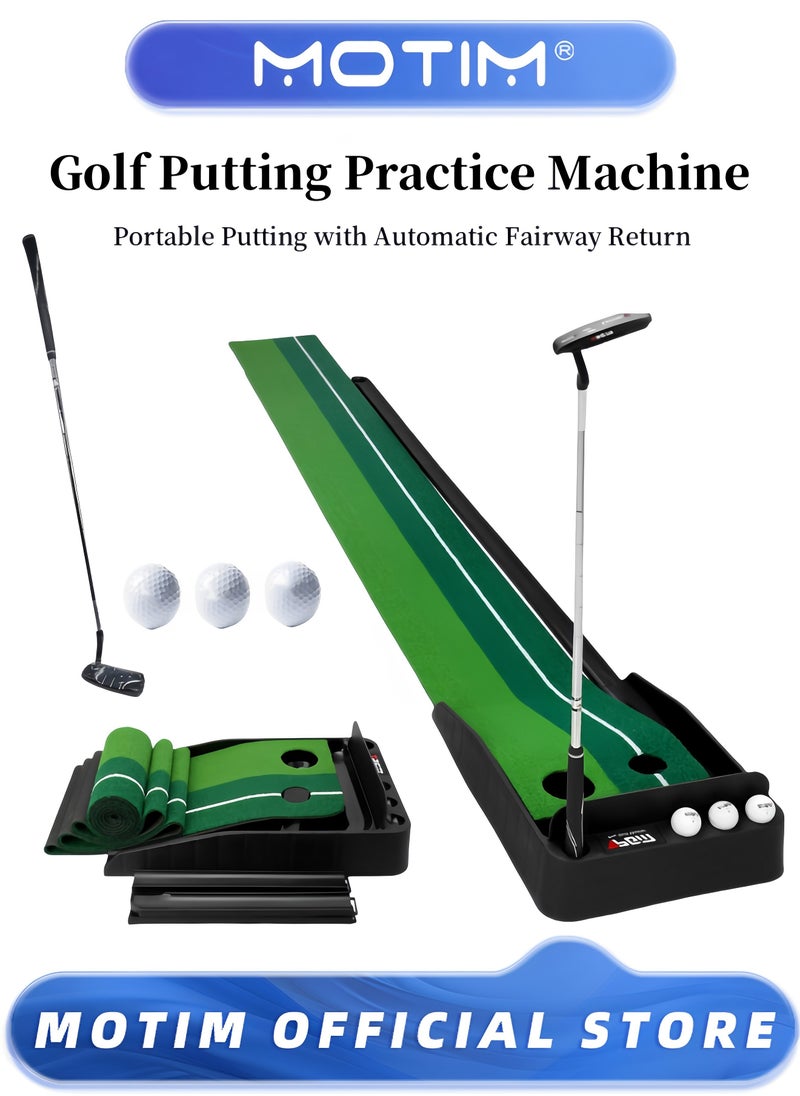 Motim Golf Putting Green with Automatic Fairway Return Portable Putting Mat for Indoor and Outdoor Use  - Image 1