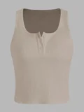 HICCUP Basic Button Detailed Crop Top