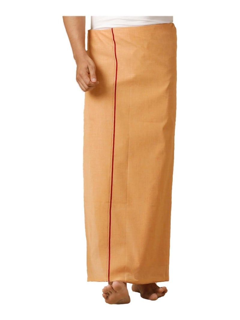 RAMRAJ COTTON Men Single Layer Solid Kavi With Border Dhoti - Image 1