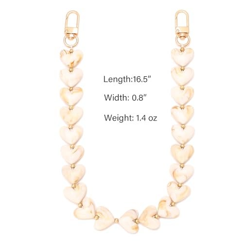 AUMEY Acrylic Heart Bag Chain Purse Charm Versatile handbag Chain Strap Wallet Handle Replacement Handbag Accessory (01-Beige) - Image 2