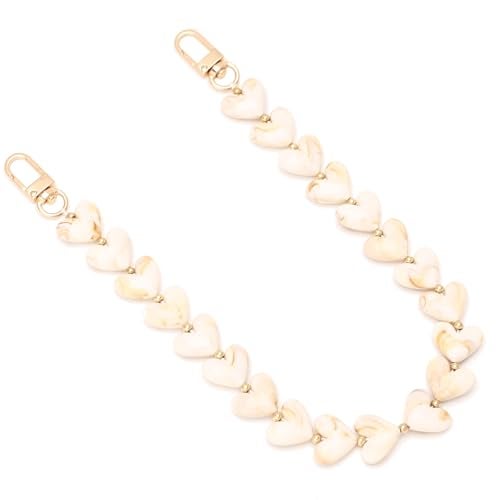 AUMEY Acrylic Heart Bag Chain Purse Charm Versatile handbag Chain Strap Wallet Handle Replacement Handbag Accessory (01-Beige) - Image 1