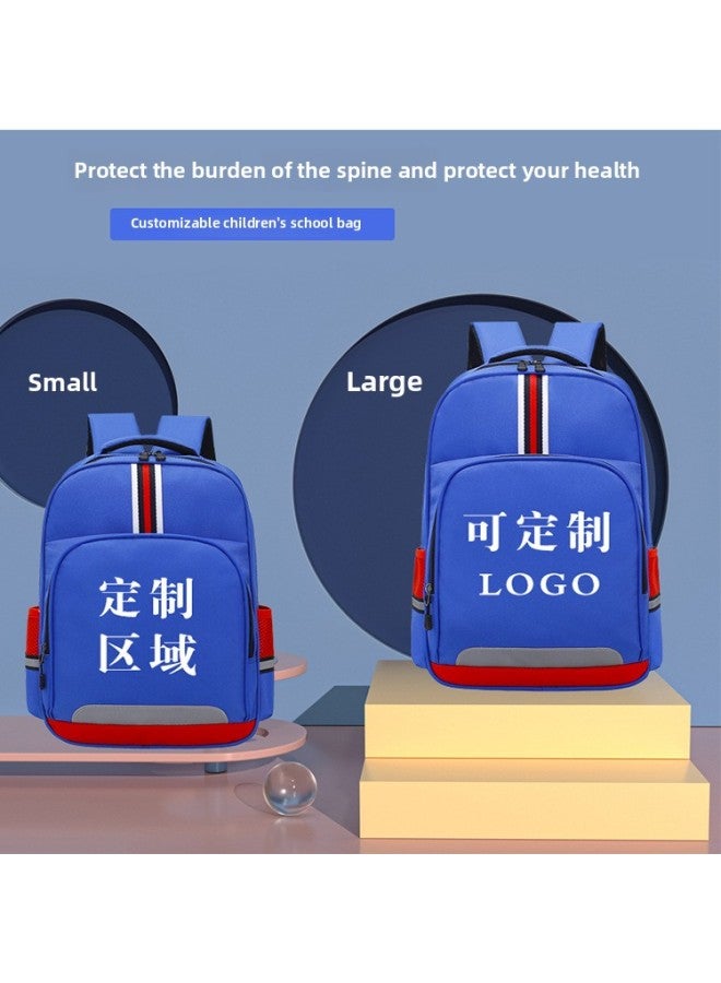 Korean Style Children's Schoolbag Custom Logo Contrast Color Large Small Size Reflective Backpack Kindergarten Small Medium And Large Class Backpack-Color:Large Size Navy Blue  - Image 3