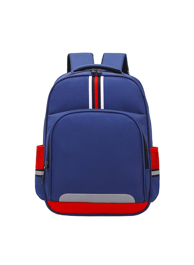 Korean Style Children's Schoolbag Custom Logo Contrast Color Large Small Size Reflective Backpack Kindergarten Small Medium And Large Class Backpack-Color:Large Size Navy Blue  - Image 1