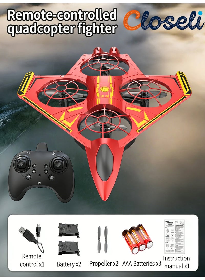 Closeli RC drone,RC Fighter Jet Toy Drone, Remote Control Aircraft, 2 Batteries, Smart Hovering, 360° Flip Stunts, LED Night Lights, One-Key Start/Landing, Rechargeable Long Flight Time, 3 Speed Modes, Birthday Gifts - Image 1
