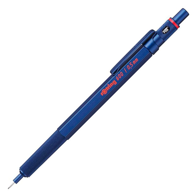 Rotring 600 Mechanical Pencil HB 05 mm Blue AllMetal Body Hexagonal Barrel - Image 1