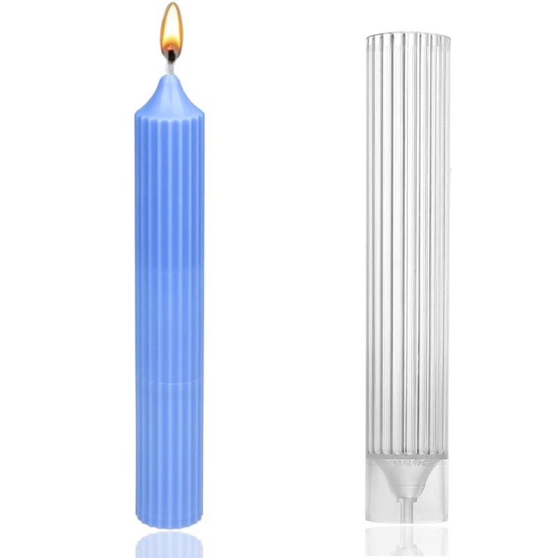 SOFTCREATO Polo Striped Pillar Candle Mold I Long Rod Cylinder Acrylic Candlestick Wax Mould I for DIY Handmade Cake Dcor Aromatherapy Candles Making Home Wedding Party Decoration 35 X 25 CM