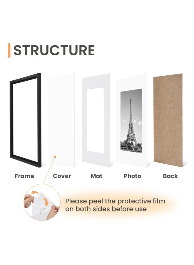 upsimples Upsimples 13X19 Picture Frame Set Of 5  Display Pictures 11X17 With Mat Or 13X19 Without Mat  Wall Gallery Photo Frames  Black  - Image 3