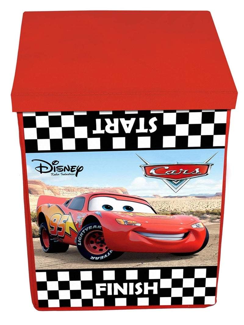 Kuber Industries Disney Cars & Minnie Print Non Woven Fabric Foldable Laundry Basket, Toy Storage Basket, Cloth Storage Basket with Lid & Handles (Set of 2, Black & Pink)-KUBMART10408 - Image 2