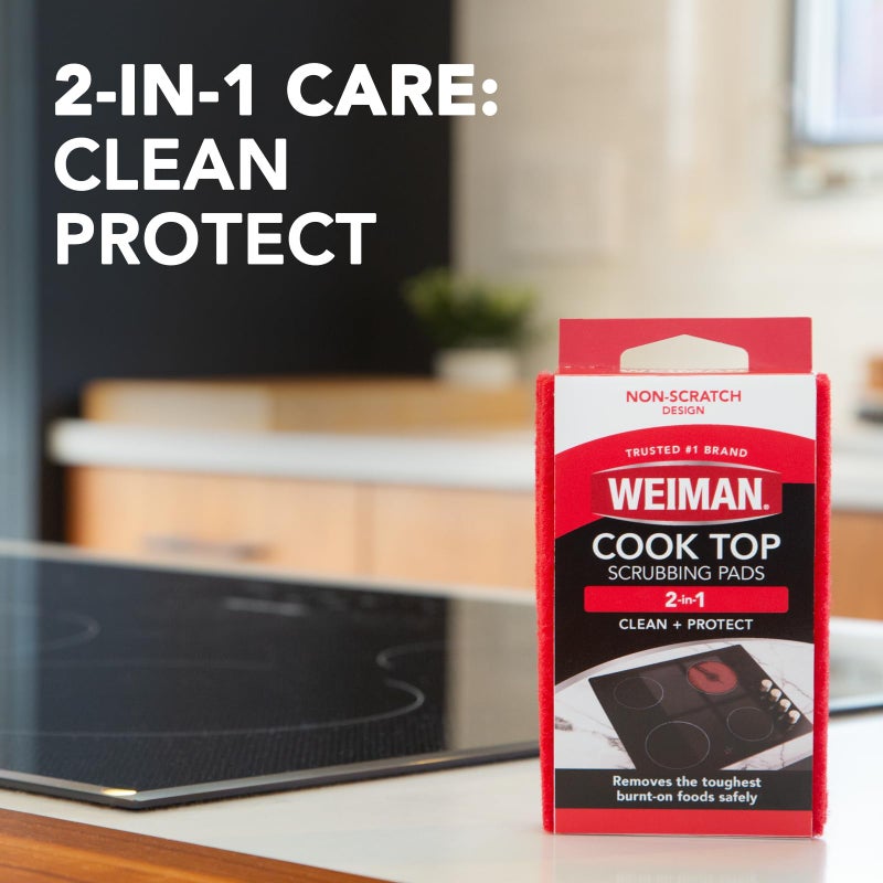 Weiman Ceramic and Glass Cooktop Cleaner - Heavy Duty Cleaner and Polish (10 Ounce Bottle and 3 Scrubbing Pads) - Image 3