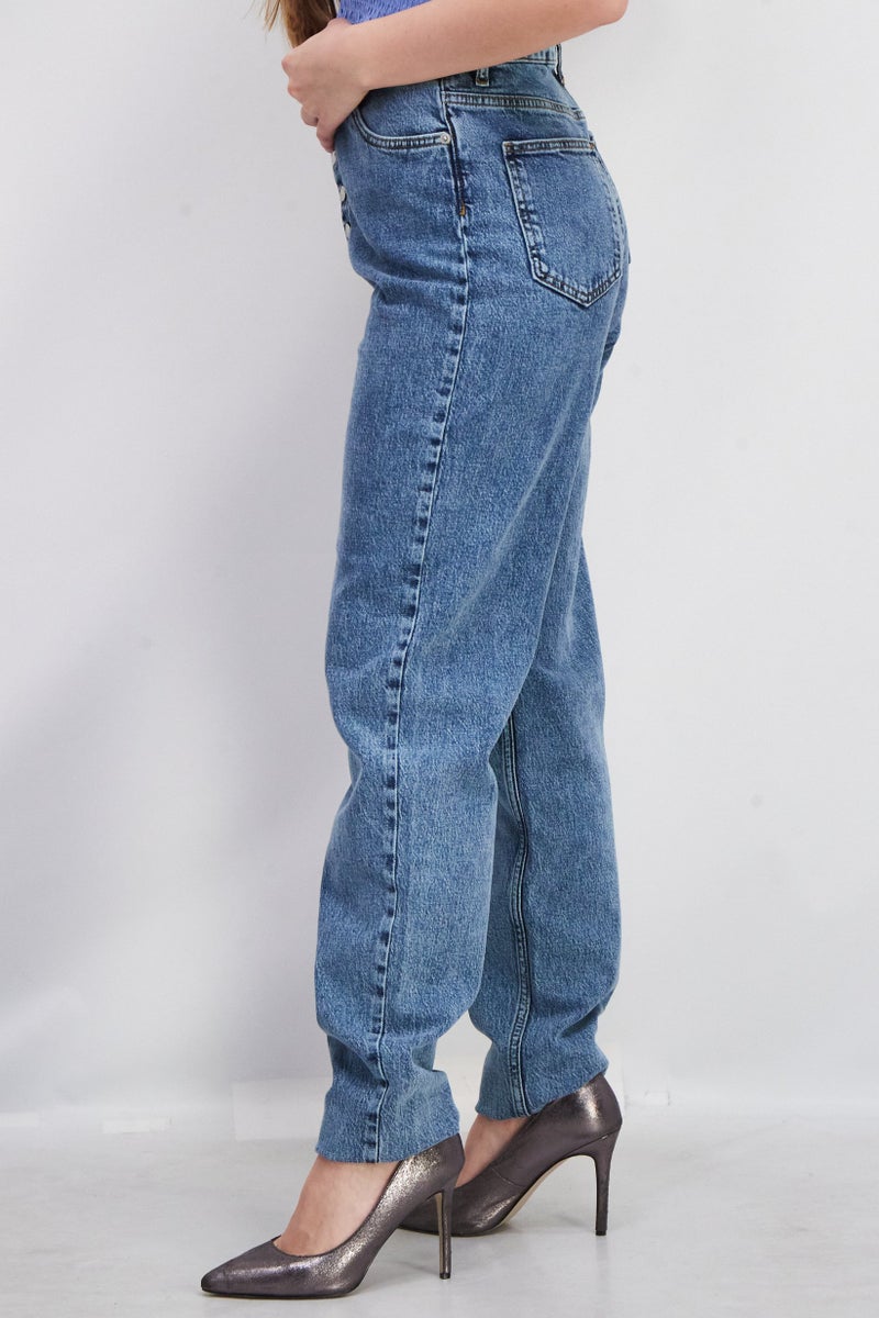 NA-KD Women Regular Fit Washed Denim Jean, Blue - Image 3
