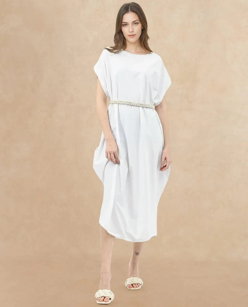 ريريزم Women's Knit Maxi Dress With Macrame Belt