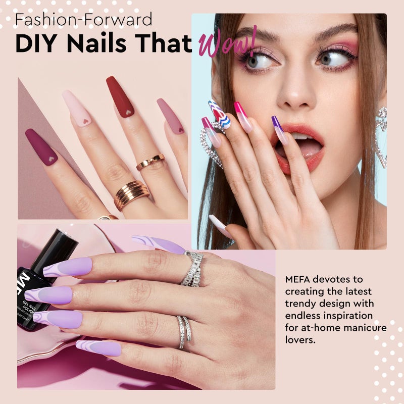 MEFA 60 Pcs Gel Nail Polish Kit with U V Light, 32 Colors Classic Popular Nail Kit Soak Off Nail Polish Gel Set with Base Matte/Glossy Top Coat Nail Art Decorations Manicure Tools DIY Gifts - Image 4