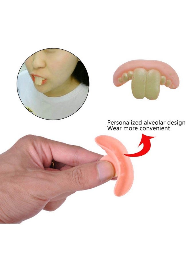 Odowalker 17Pcs Different Style Fake Teeth & 12Pcs Novelty Mustachesfunny Halloween Novelty Billy Bob Teeth Ugly Fake Teeth False Vampire Fangs Props Costume Party Funny Gag Gift. - Image 3