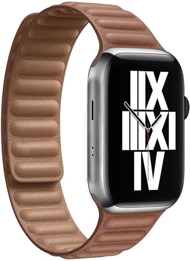 UCHUANG - UCHUANG Compatible with Apple Watch Band 49mm 45mm 44mm 42mm, Genuine Leather Watch Strap Replacement for Apple Watch Ultra Series 8/7/6/5/4/SE/3/2/1 iWatch (Brown), 42mm/44mm/45mm/49mm - Image 1