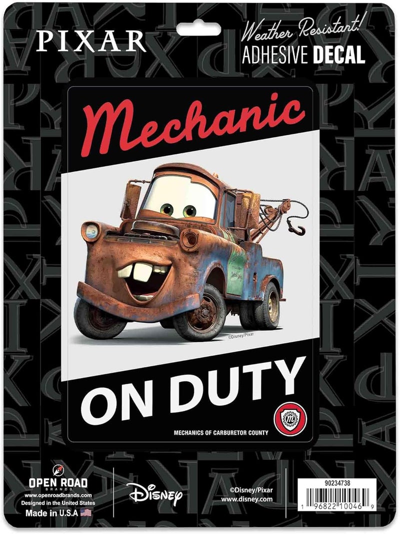 Open Road Brands Disney Pixar Cars Towmater Mechanic On Duty Adhesive Vinyl Decal - Fun Cars Movie Sticker for Car or Truck Daily use improved quality - Image 1