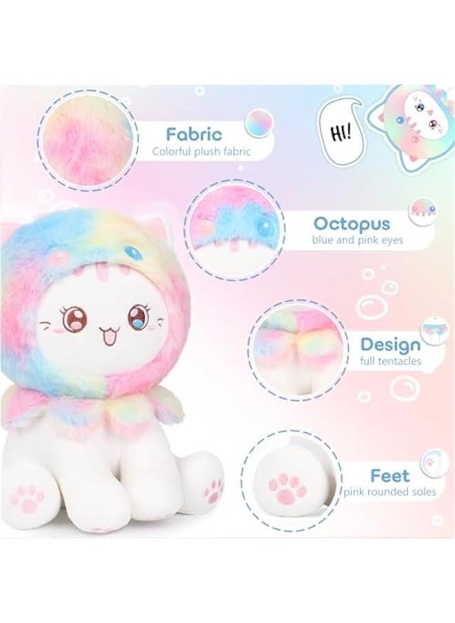 Cute Octopus Cat Plush Toy 10 Kawaii Kitten Stuffed Animal, Cat Octopus Plushie Pillow Gift for Kids  - Image 2