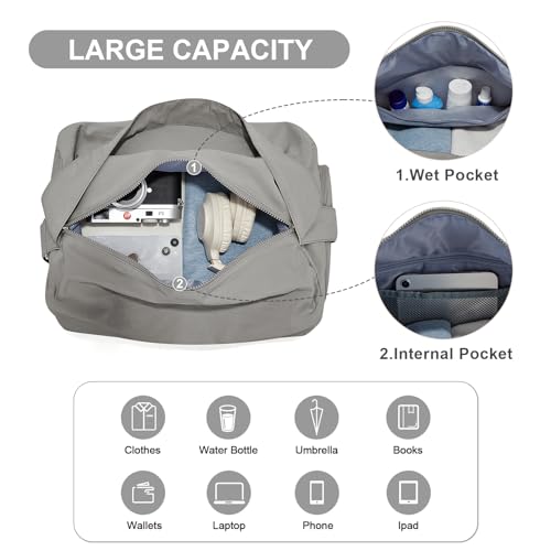 wassdins Small Gym Bag with Shoe Compartment, Workout Sport Duffle Bag for Women Travel, Waterproof Shoulder Overnight Bags Lightweight Carry on Tote Bags for Swim, Yoga, Dance - Image 5