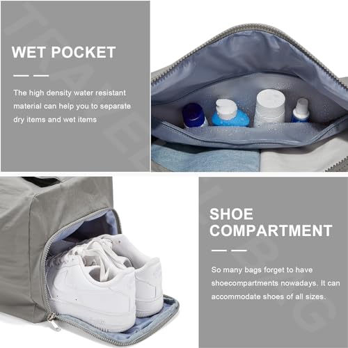 wassdins Small Gym Bag with Shoe Compartment, Workout Sport Duffle Bag for Women Travel, Waterproof Shoulder Overnight Bags Lightweight Carry on Tote Bags for Swim, Yoga, Dance - Image 4